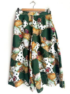 Vintage Map Print Wide leg Bermuda Shorts S